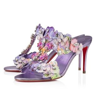 Christian Louboutin Flora 85mm crystal accent wedding heels RETAIL 2,995